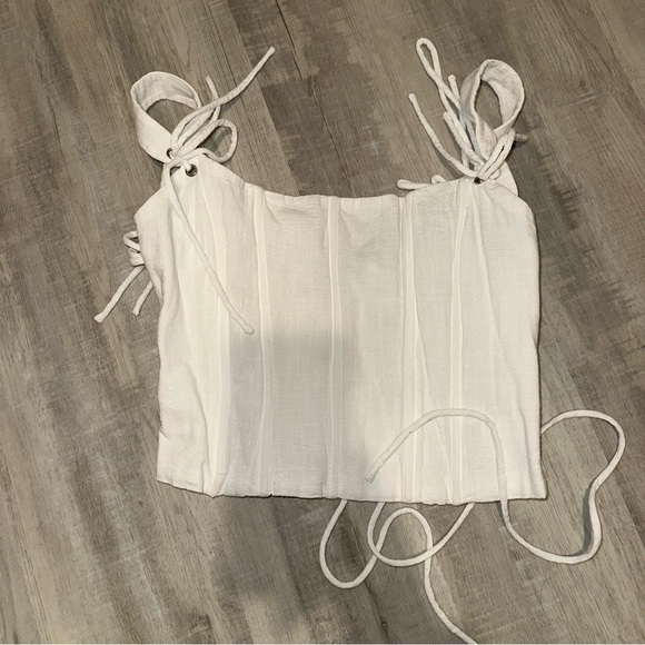 White Fox Boutique Tops - White Fox Boutique Ribbed Tie Front Crop Tank Top